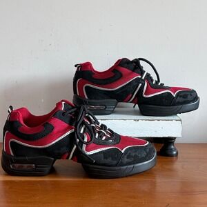 Leos Meg Wave Red Black Split Sole Dance Sneakers Jazz Hip Hop‎ Shoes Womens 8